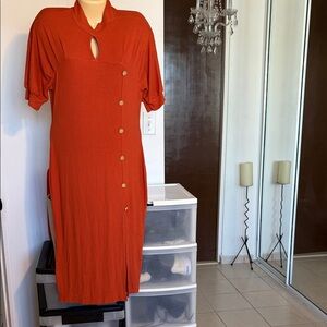 SHEIN Vibrant Dark Orange Midi Dress